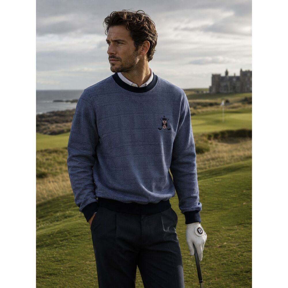 Sunderland of Scotland Pullover Windbreaker Men's XL Blue Golf Crewneck Jacket